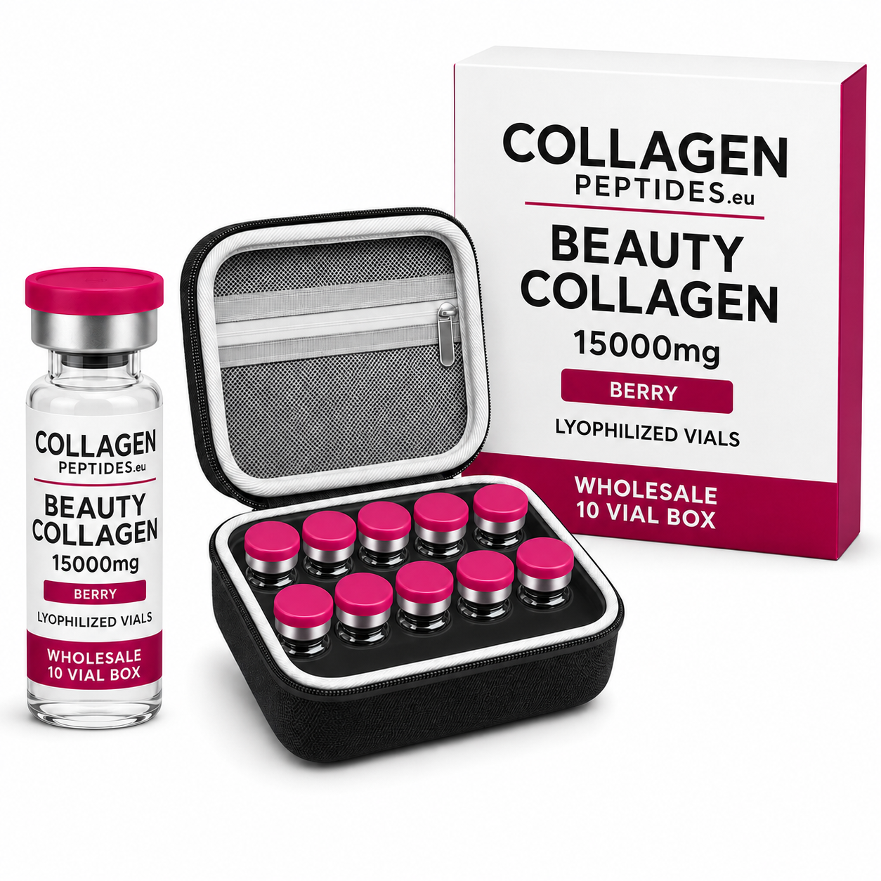 Beauty Collagen 15000mg Berry Lyophilized Vials - Wholesale 10 Vial Box