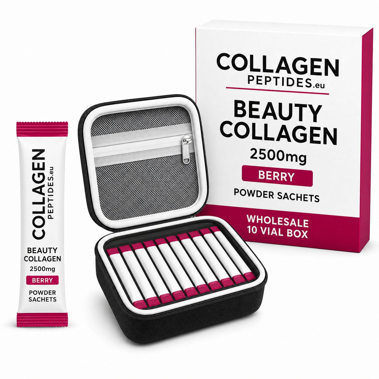 Beauty Collagen 2500mg Berry Powder Sachets - Wholesale 10 Vial Box