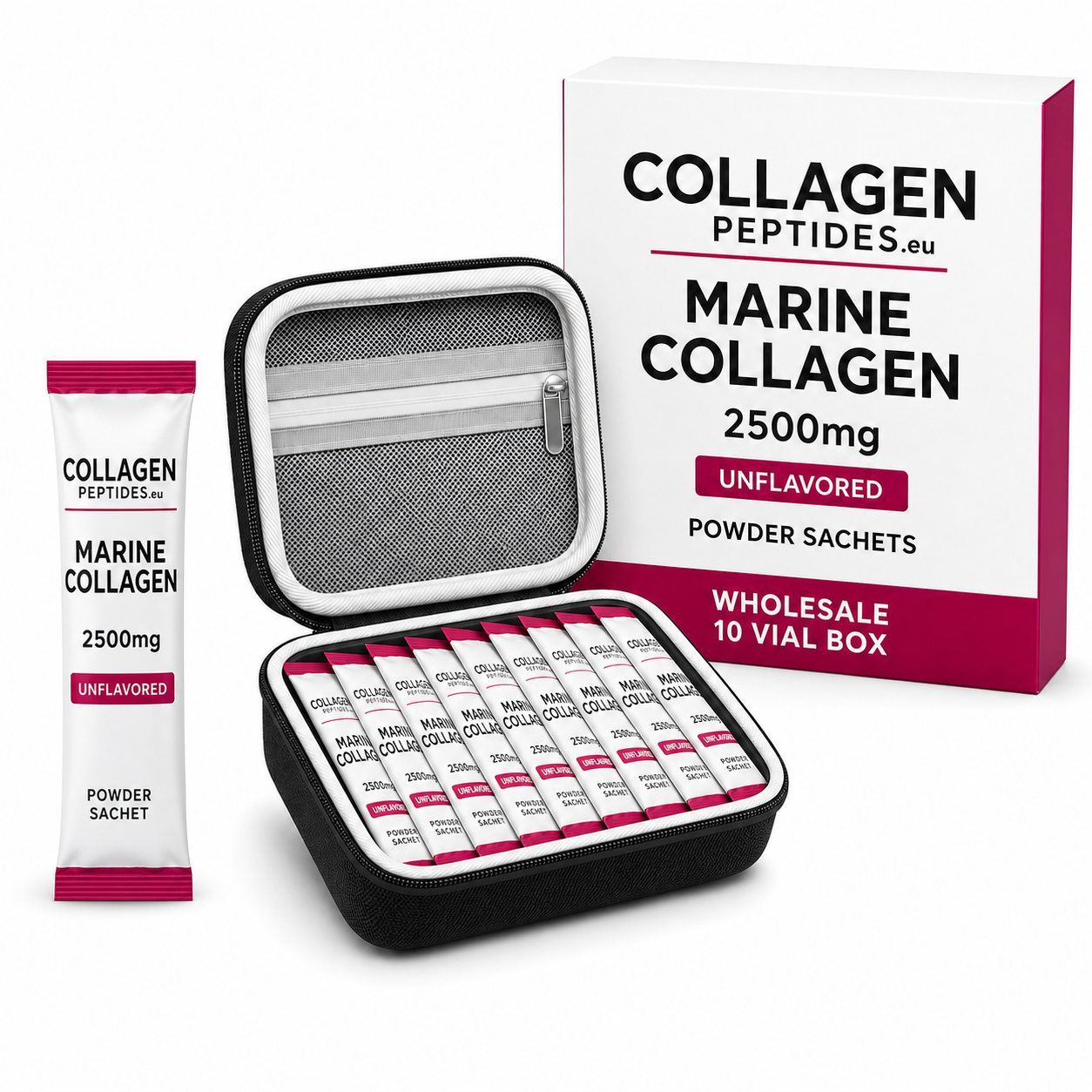 Marine Collagen 2500mg Unflavored Powder Sachets - Wholesale 10 Vial Box