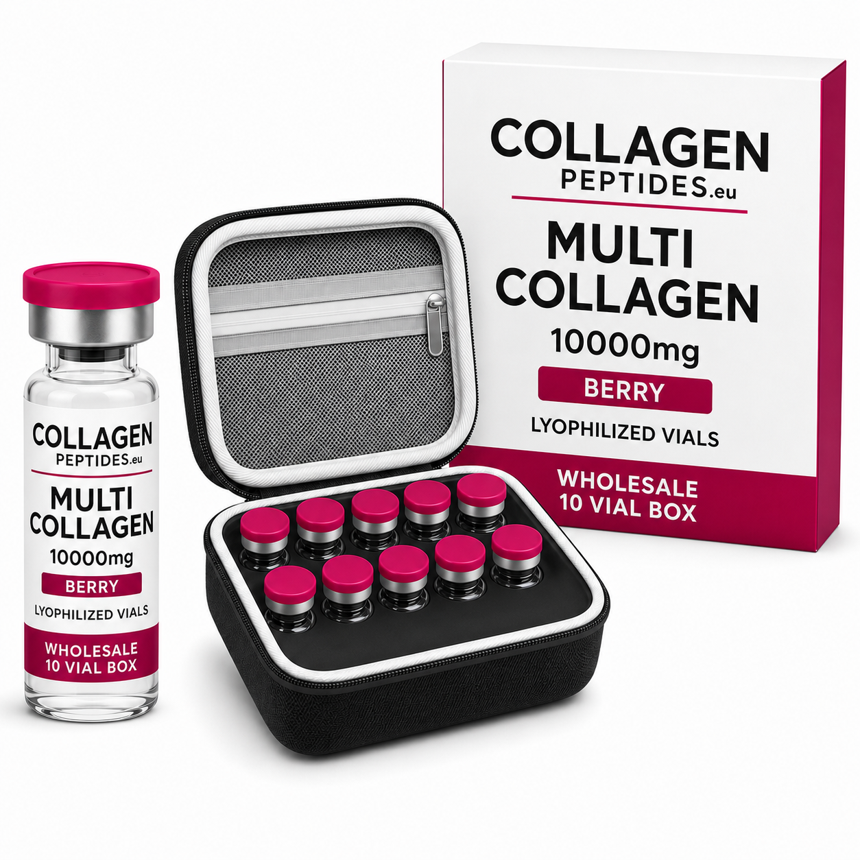 Multi Collagen 10000mg Berry Lyophilized Vials - Wholesale 10 Vial Box